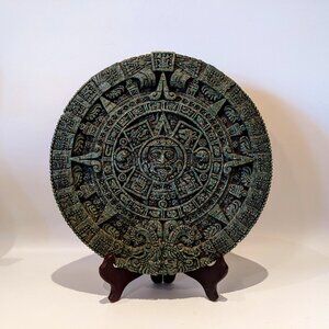 Vintage Large Engraved Maya Aztec Calendar Wall Art Mesoamerican Mexico Hanging